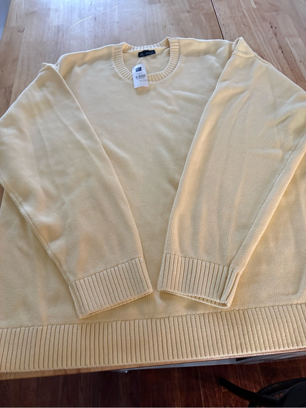 GAP Men’s Pale Yellow Crewneck Sweater XL TALL 100% Cotton